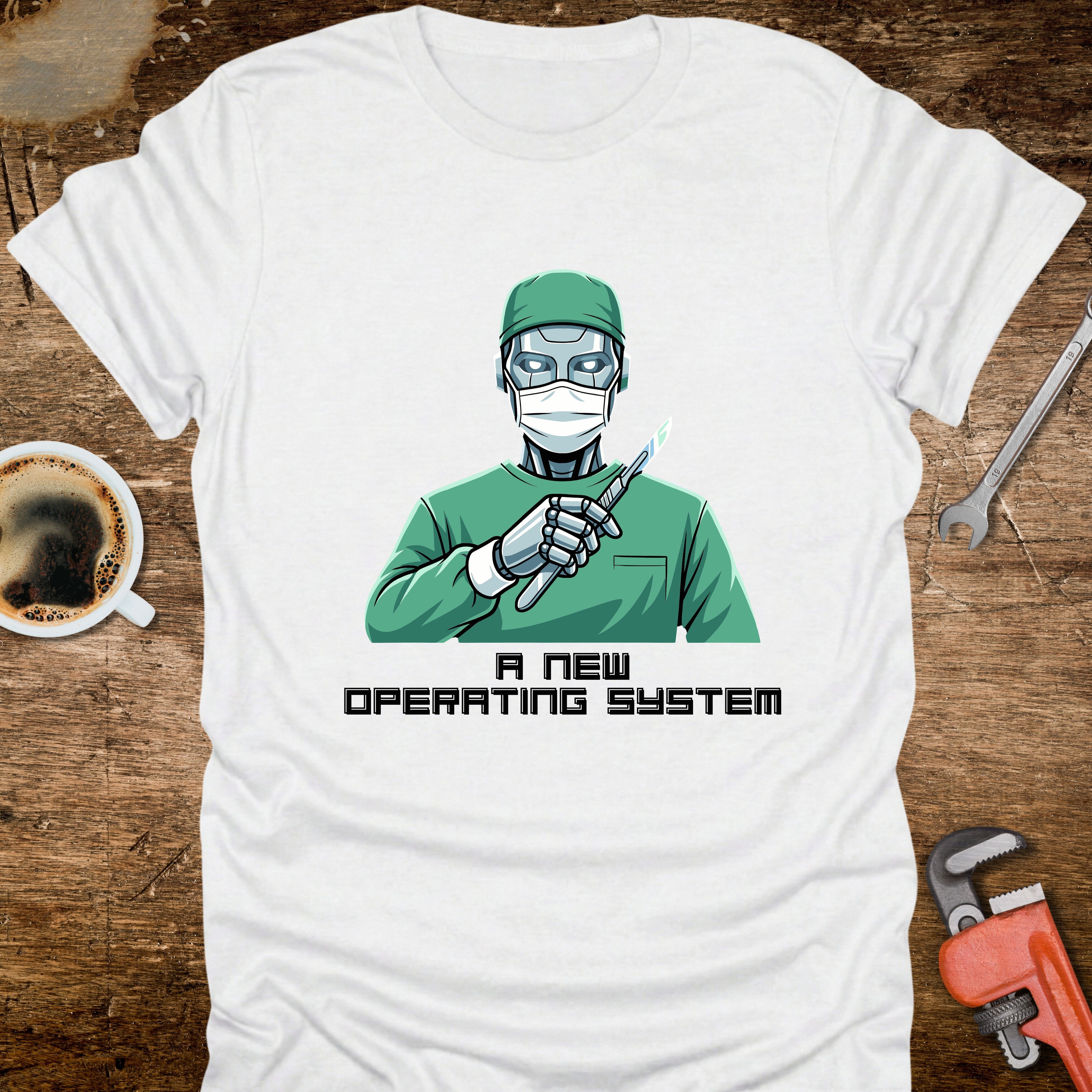 A New Operating System T-Shirt - front view funny graphic tee
