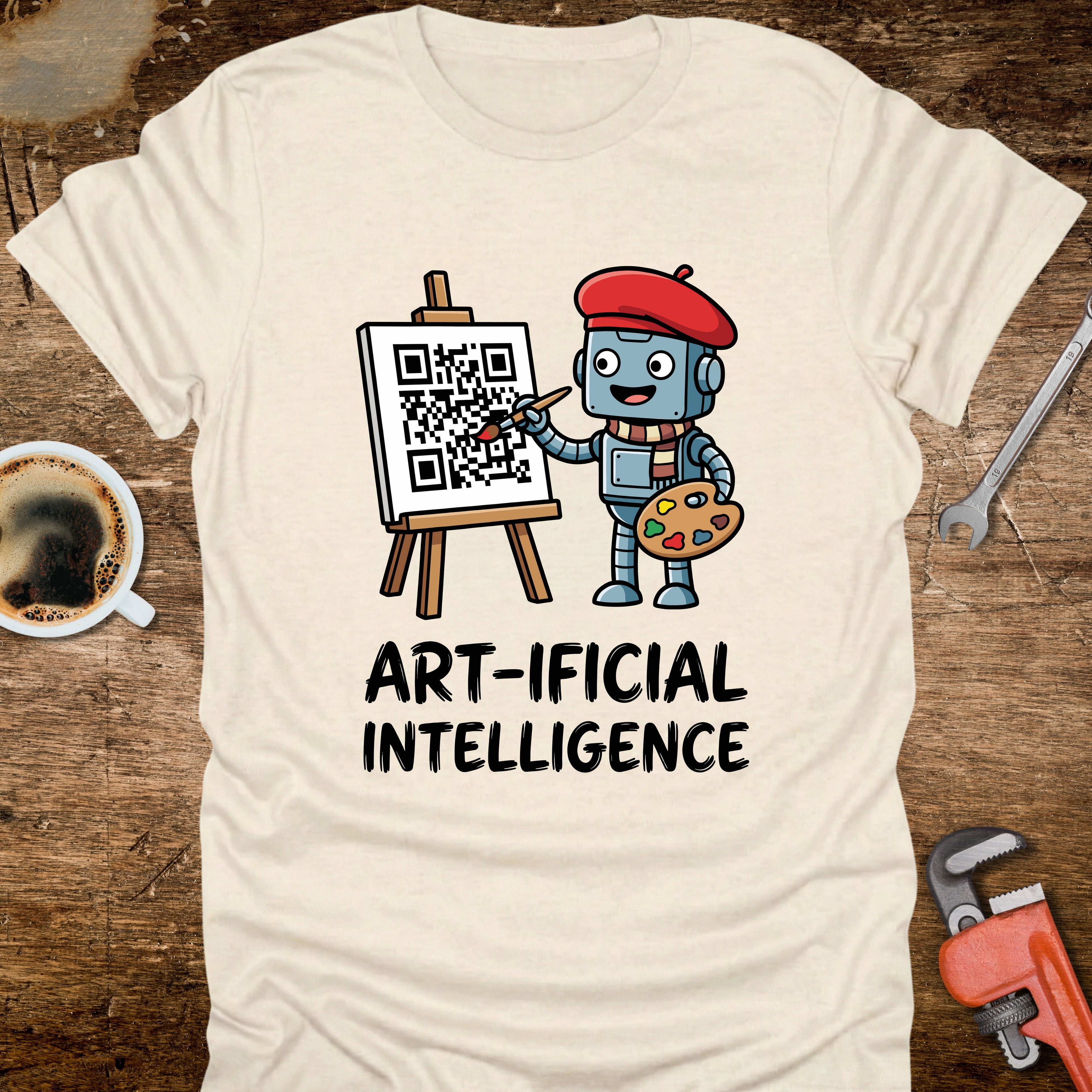 Art-ificial Intelligence T-Shirt - design detail closeup