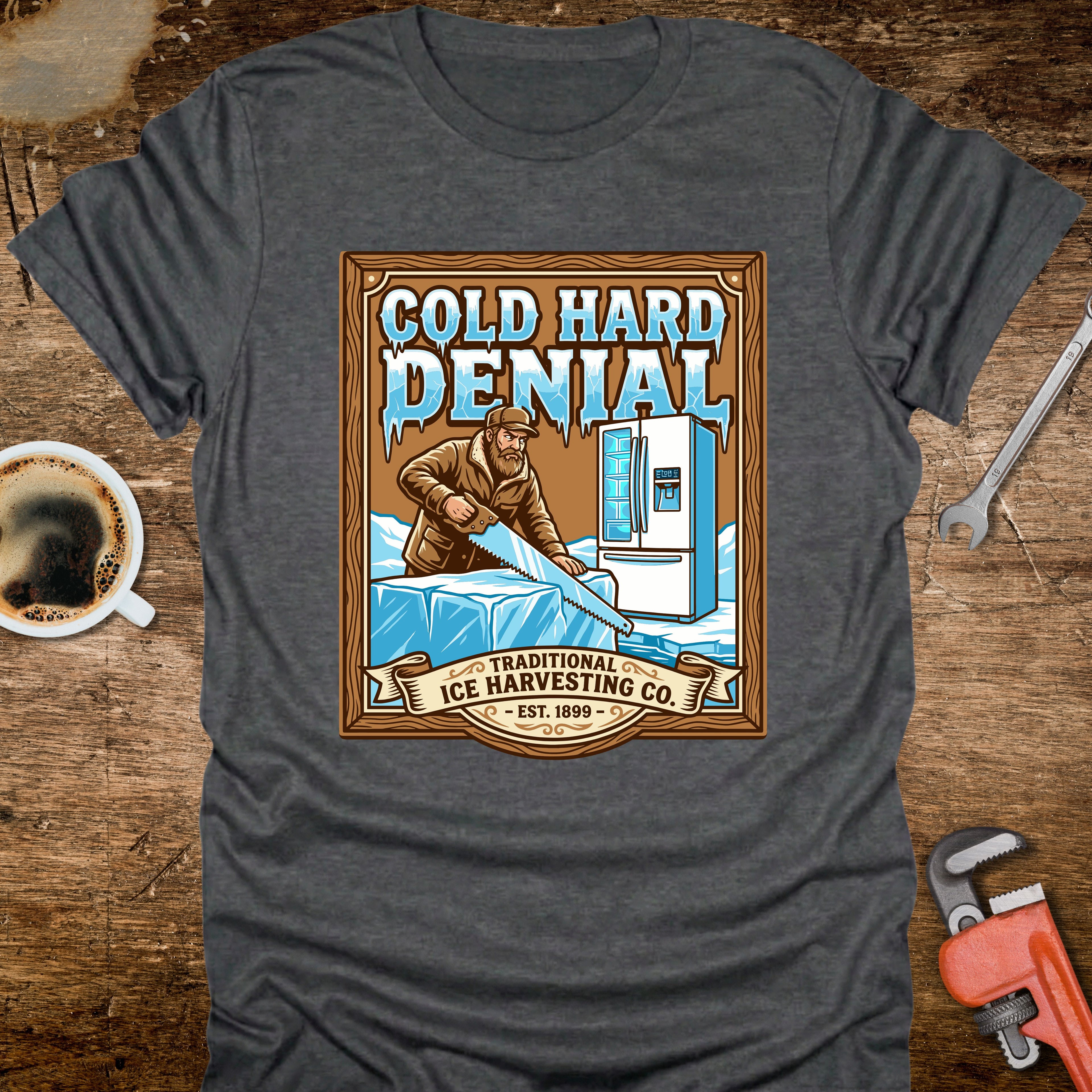 Cold Hard Denial Ice Harvesting T-Shirt - colour variant view