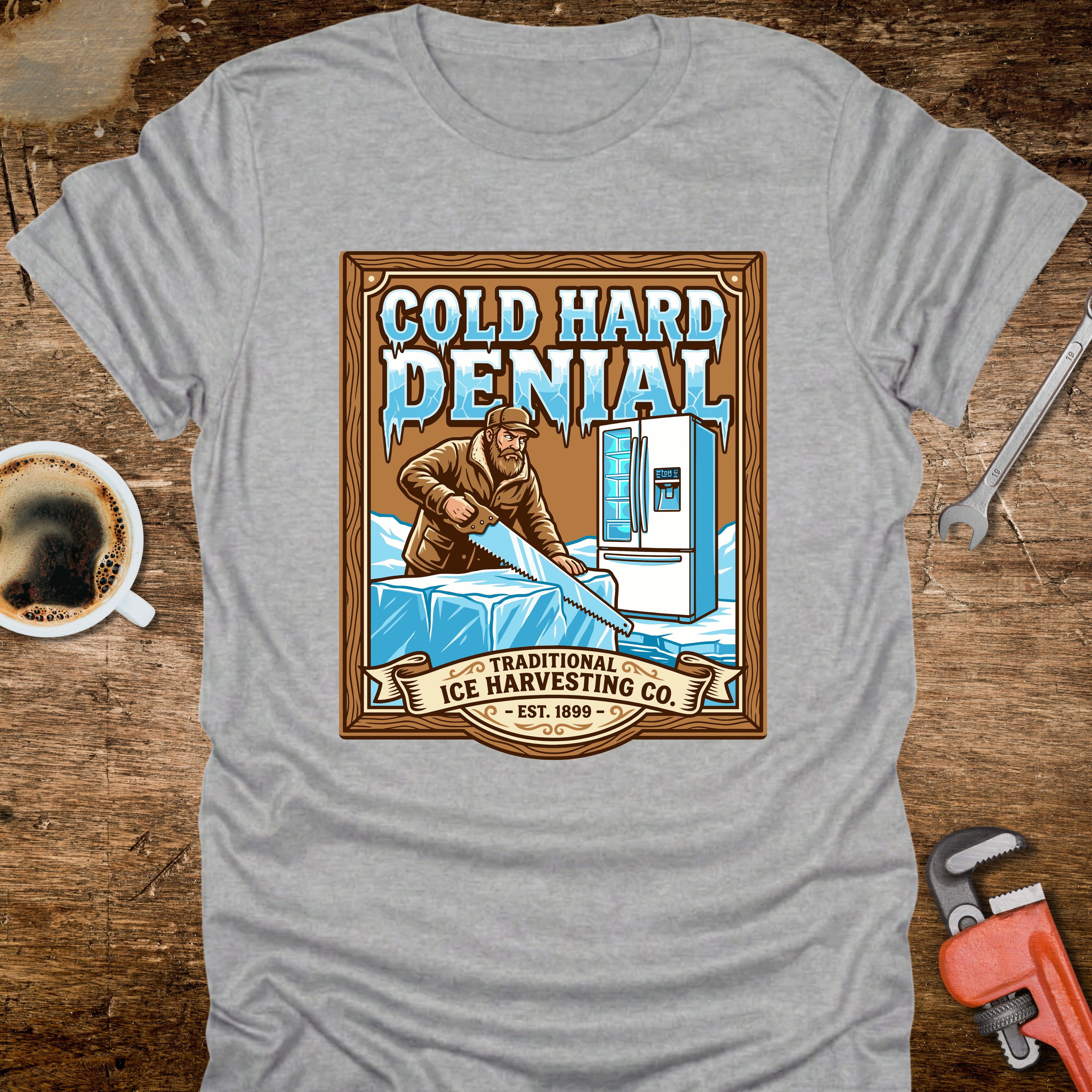 Cold Hard Denial Ice Harvesting T-Shirt - alternative colour mockup