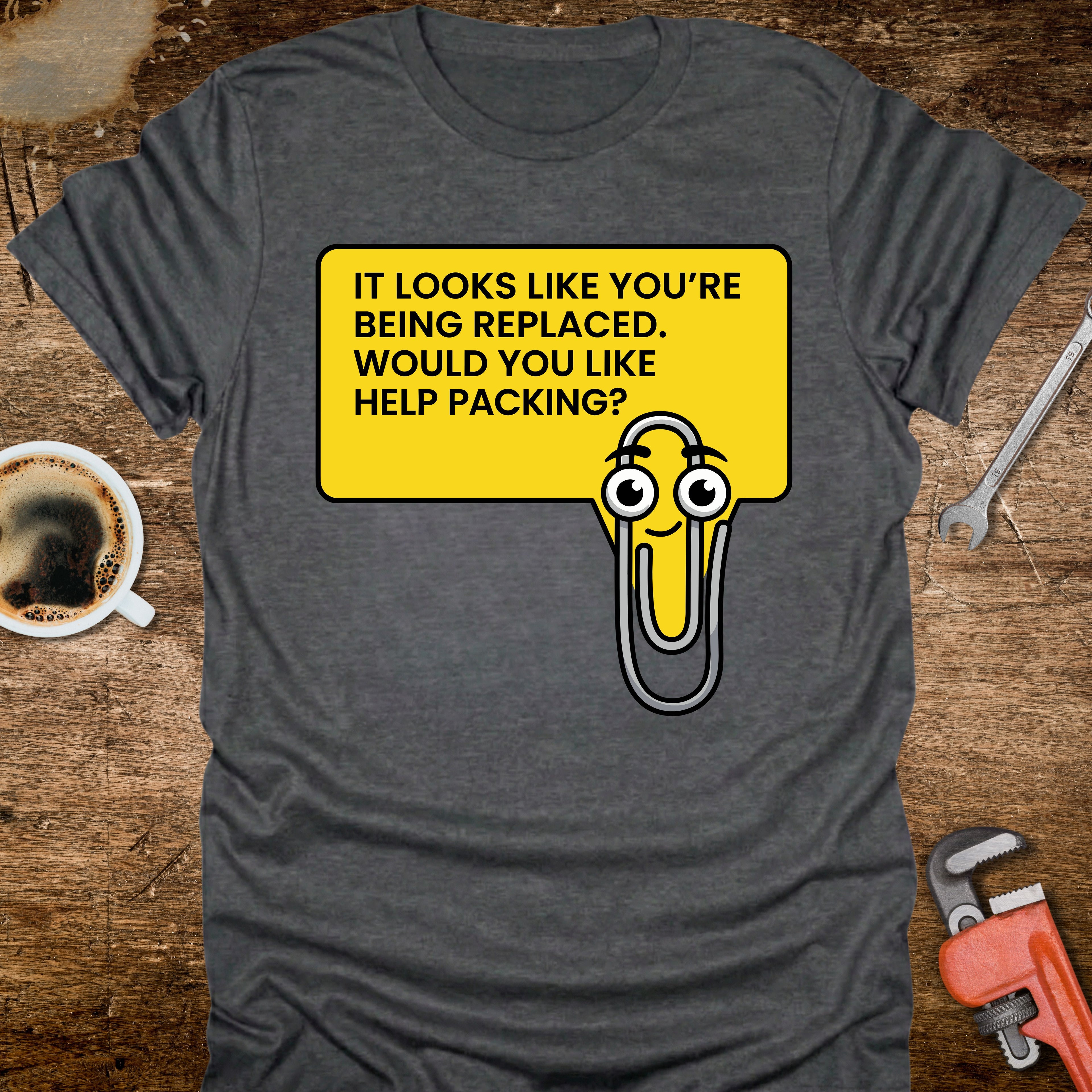 It Looks Like You're Being Replaced T-Shirt - detail shot graphic design