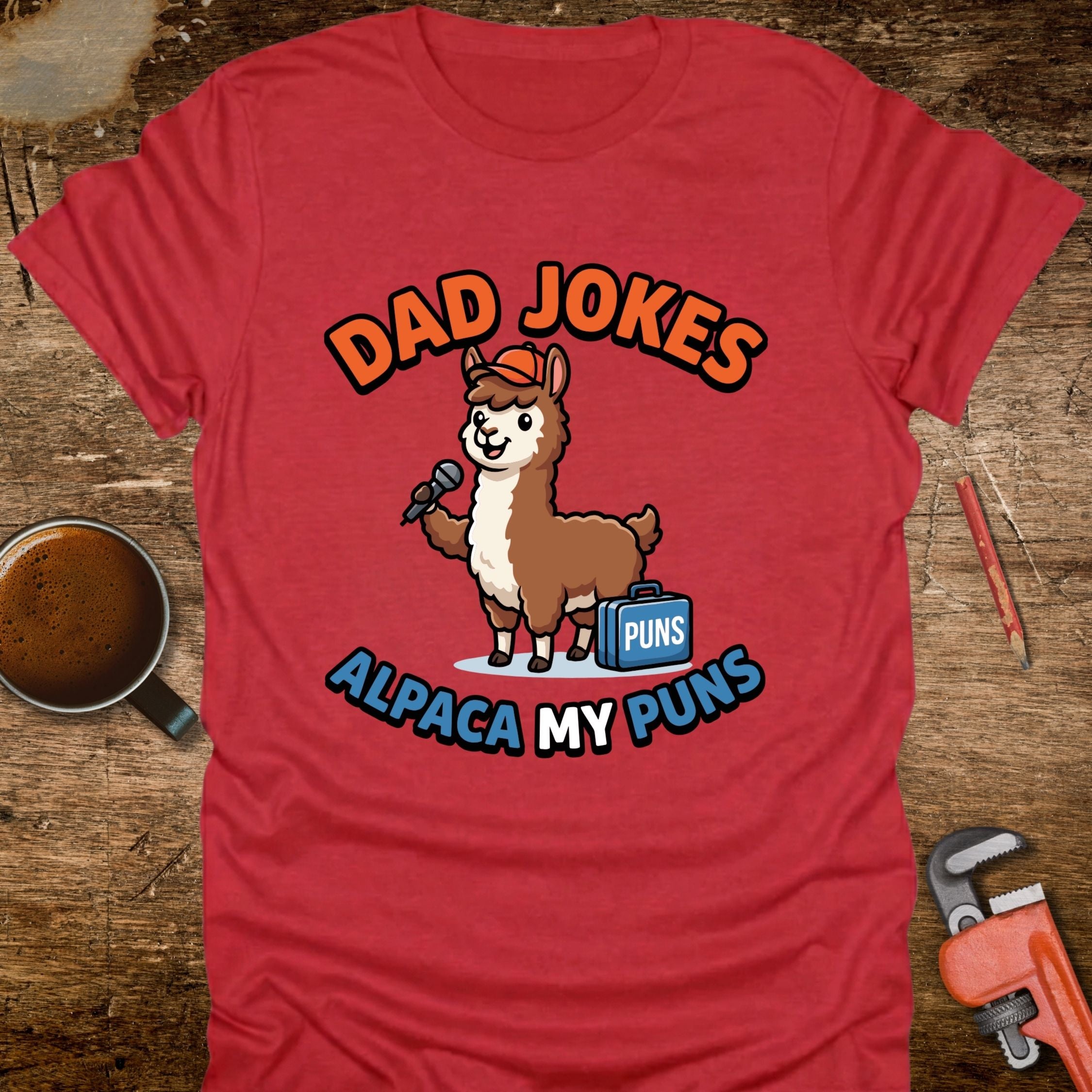 Dad Jokes Alpaca My Puns T-Shirt - product mockup view 11