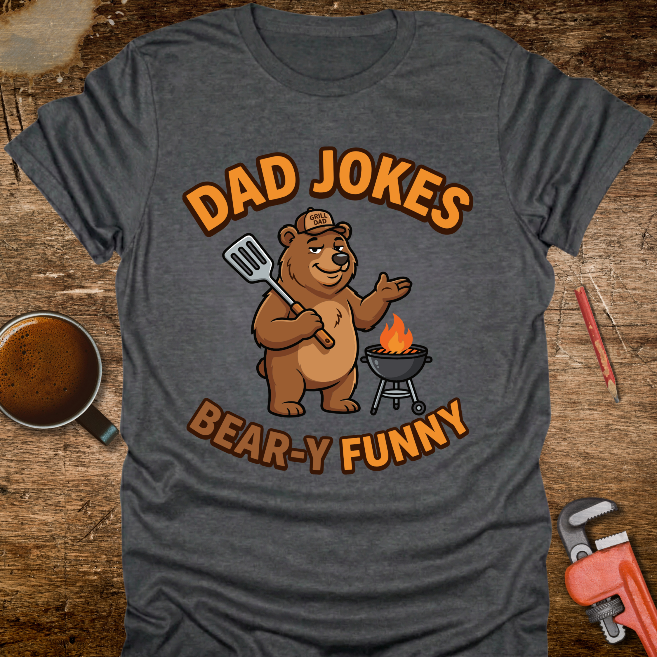 Dad Jokes Bear-y Funny T-Shirt - detail shot graphic design