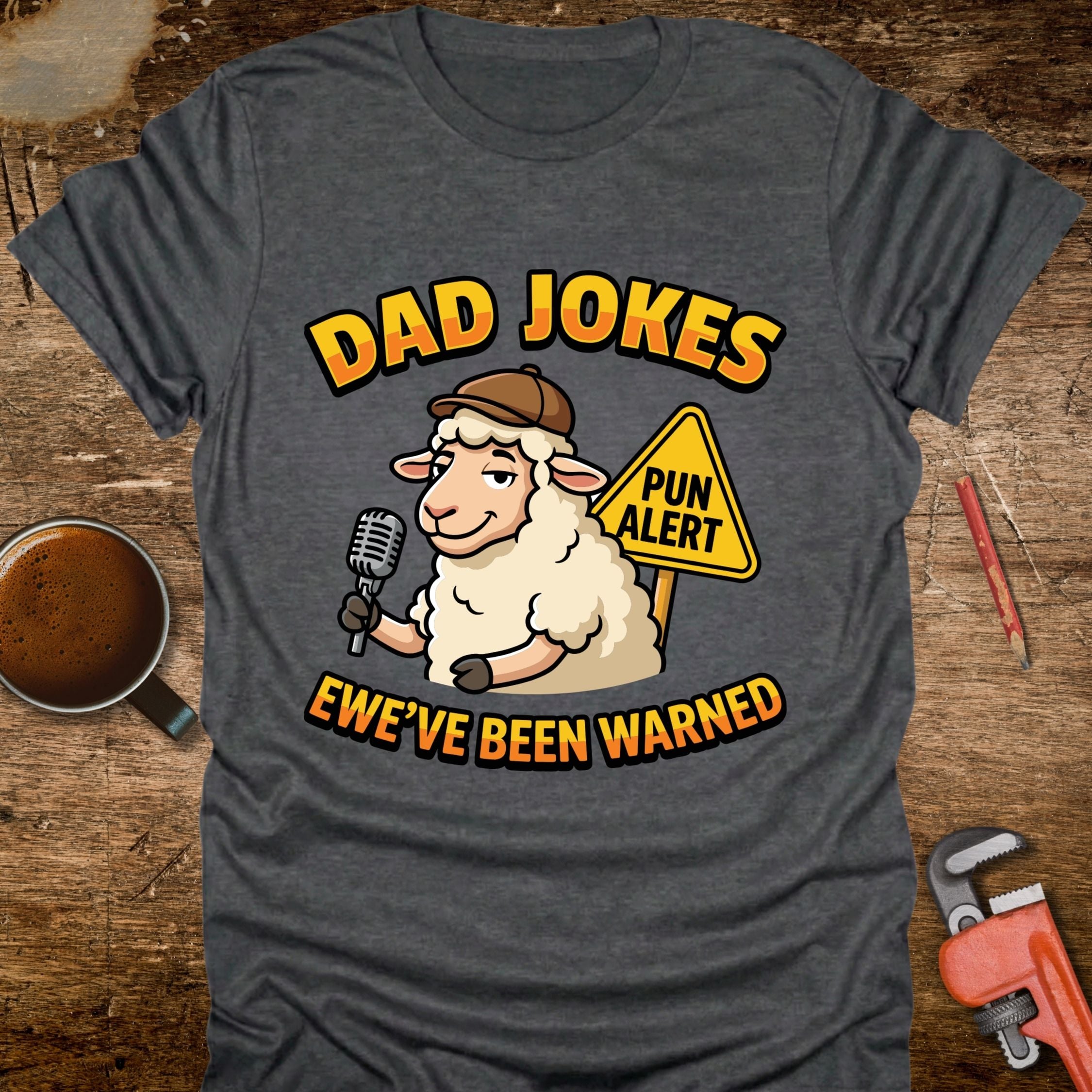 Dad Jokes Ewe've Been Warned T-Shirt - detail shot graphic design