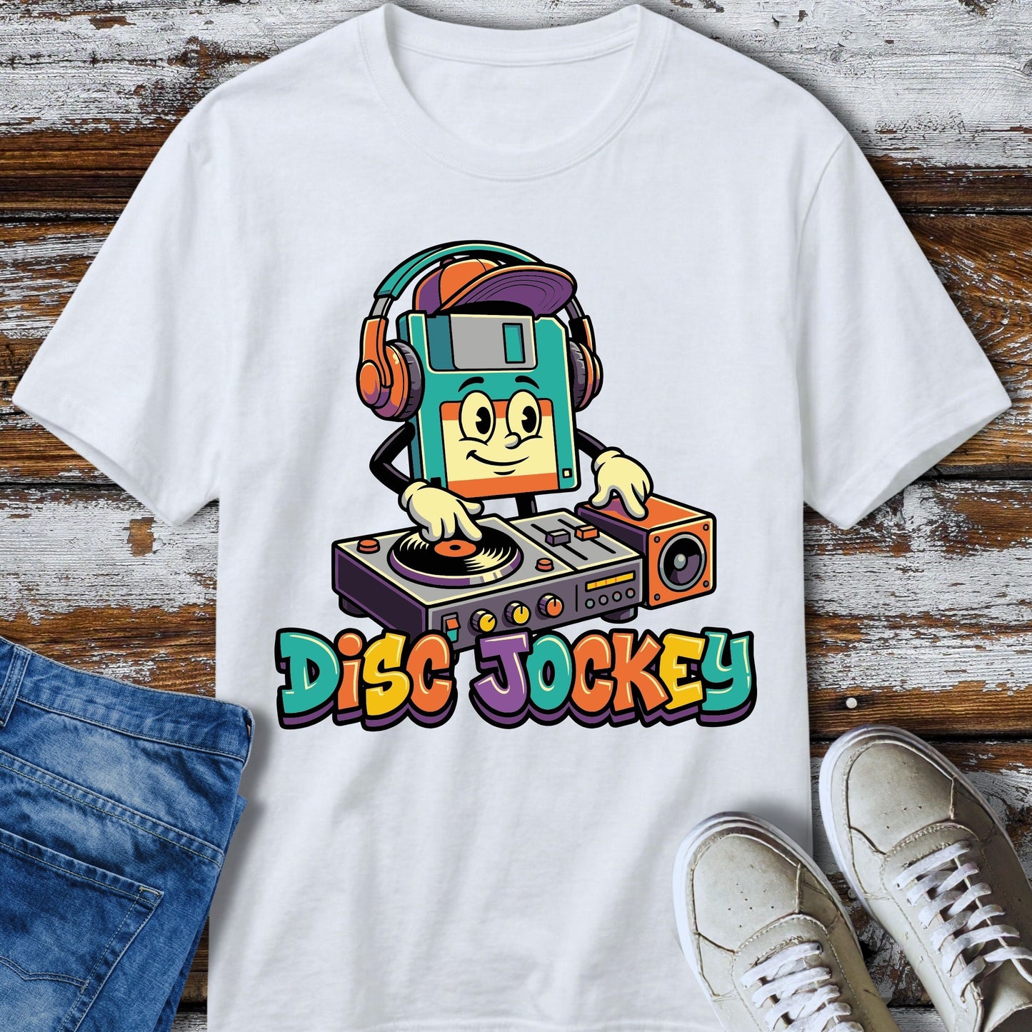 Retro DJ Floppy Disk T-Shirt