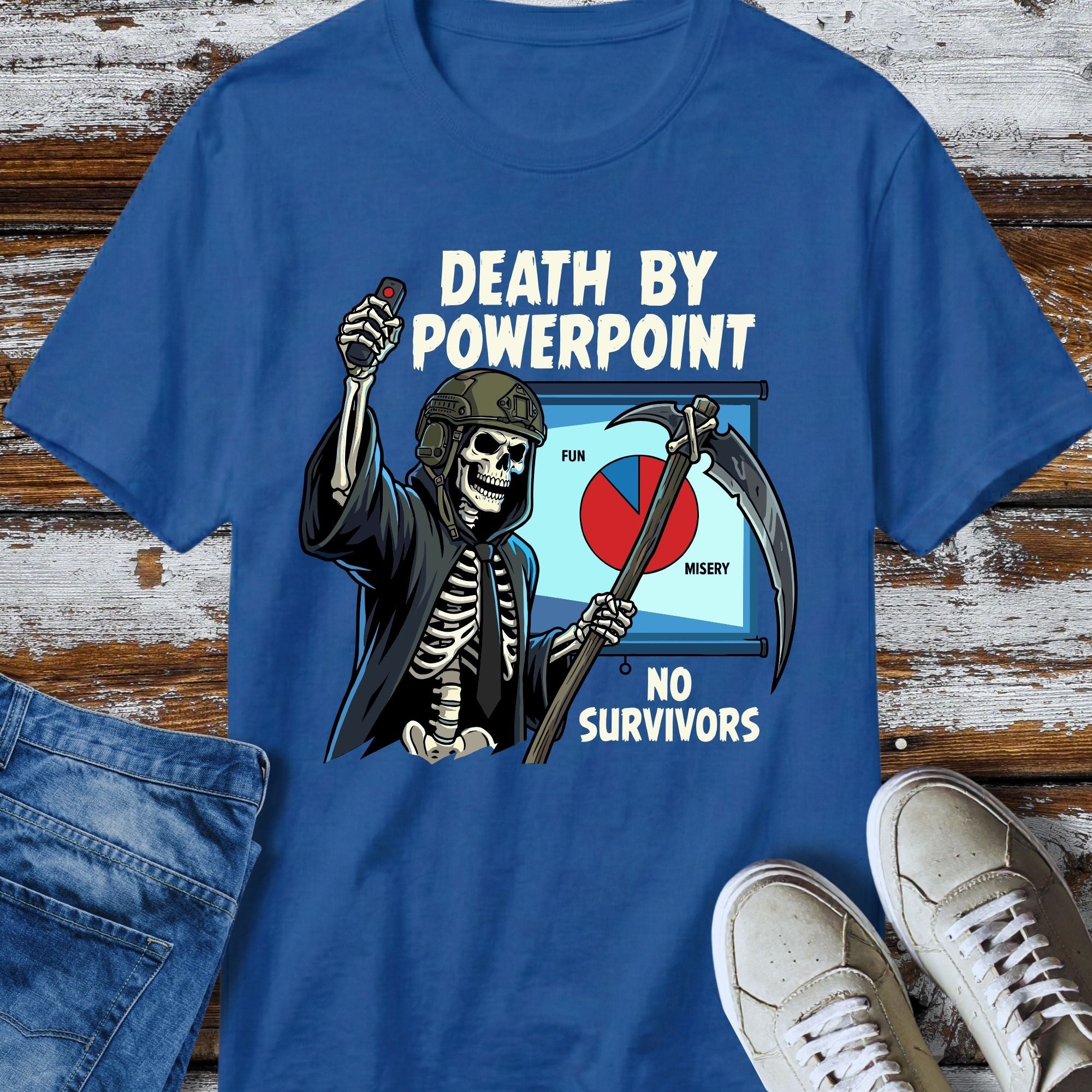 Death By PowerPoint T-Shirt - product mockup view 9