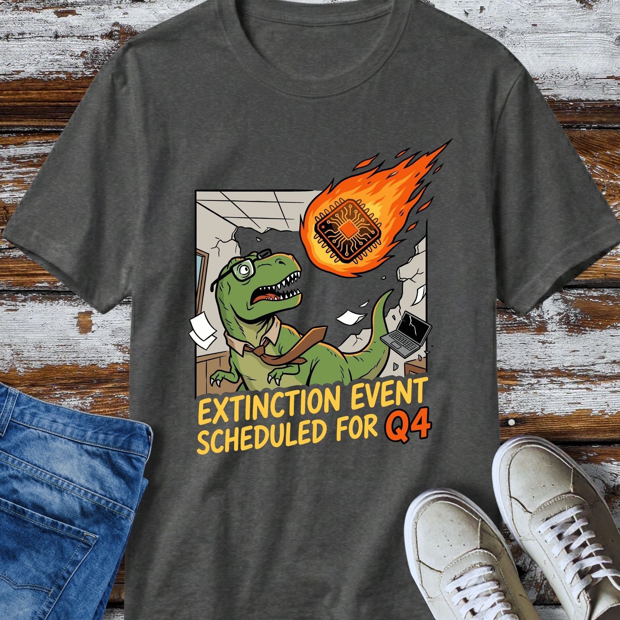 Extinction Event Scheduled For Q4 T-Shirt - detail shot graphic design