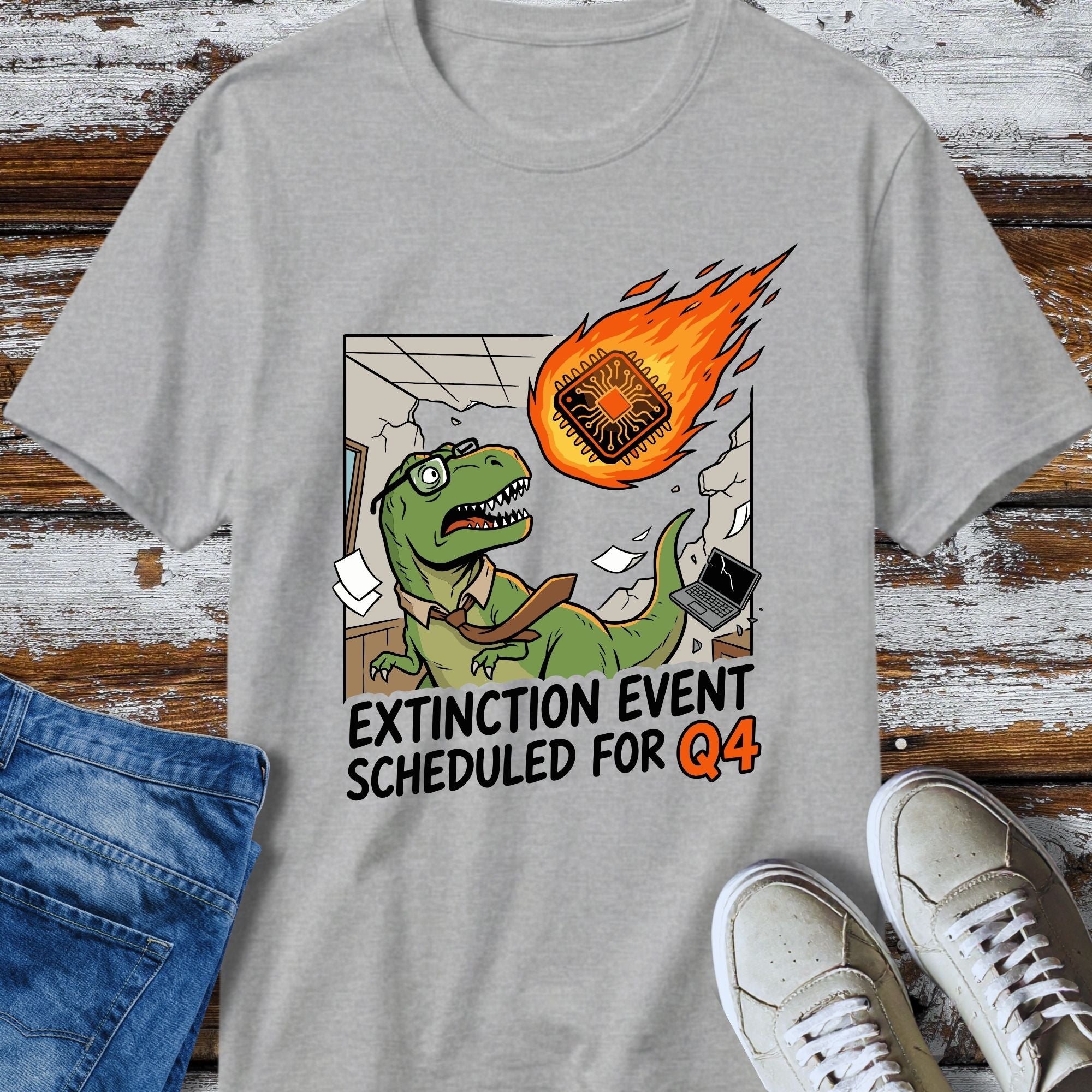 Extinction Event Scheduled For Q4 T-Shirt - alternative colour mockup