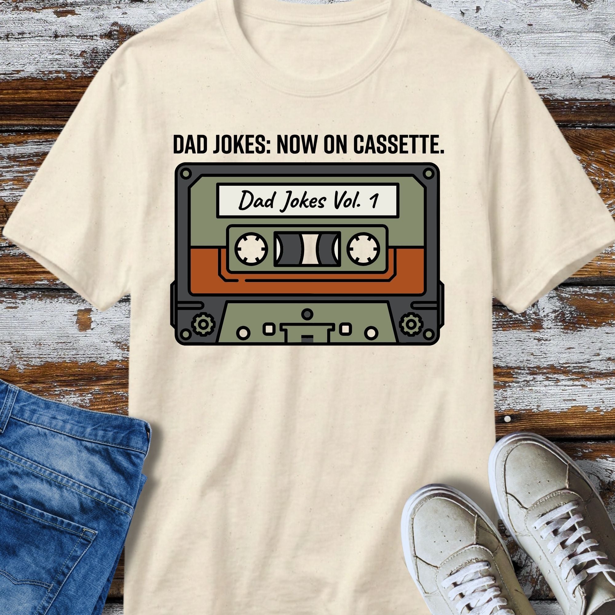 Dad Jokes Vol. 1 Cassette T-Shirt - alternative colour mockup
