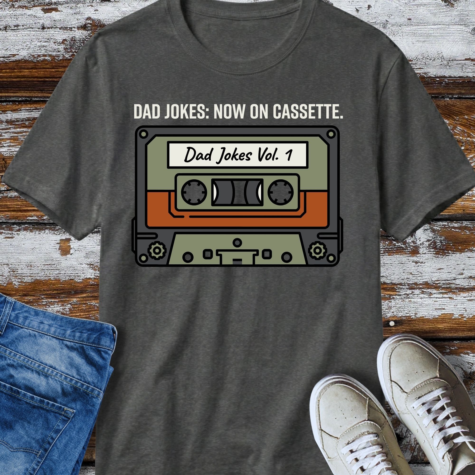 Dad Jokes Vol. 1 Cassette T-Shirt - size and fit reference