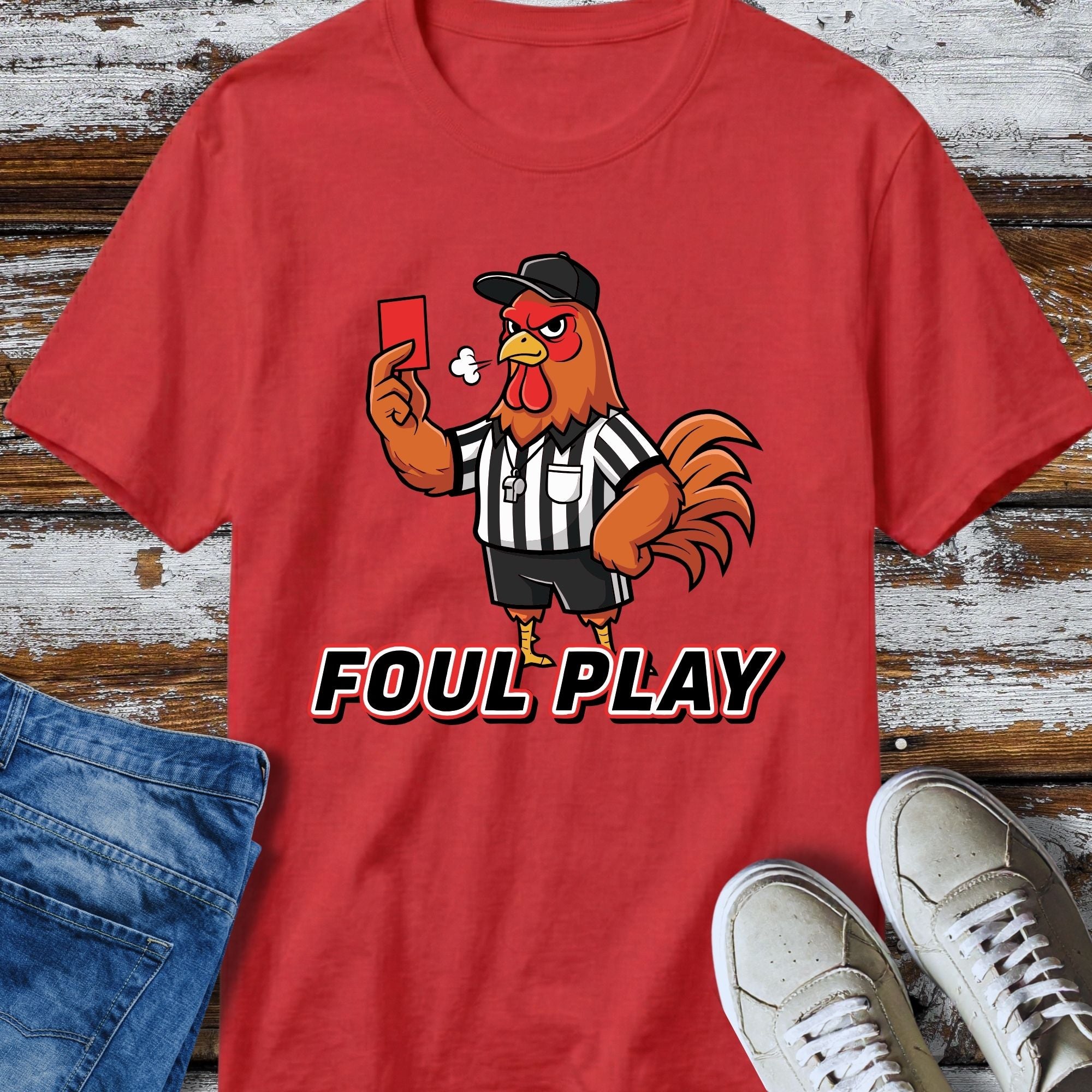 Foul Play Rooster Referee T-Shirt - product mockup view 12