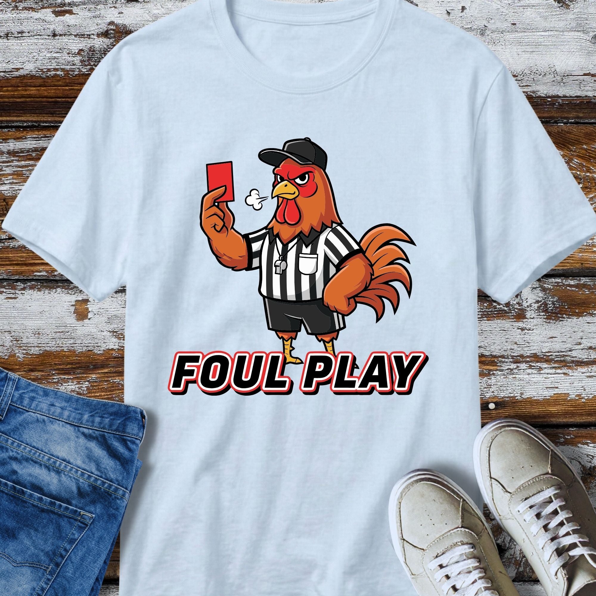 Foul Play Rooster Referee T-Shirt - detail shot graphic design