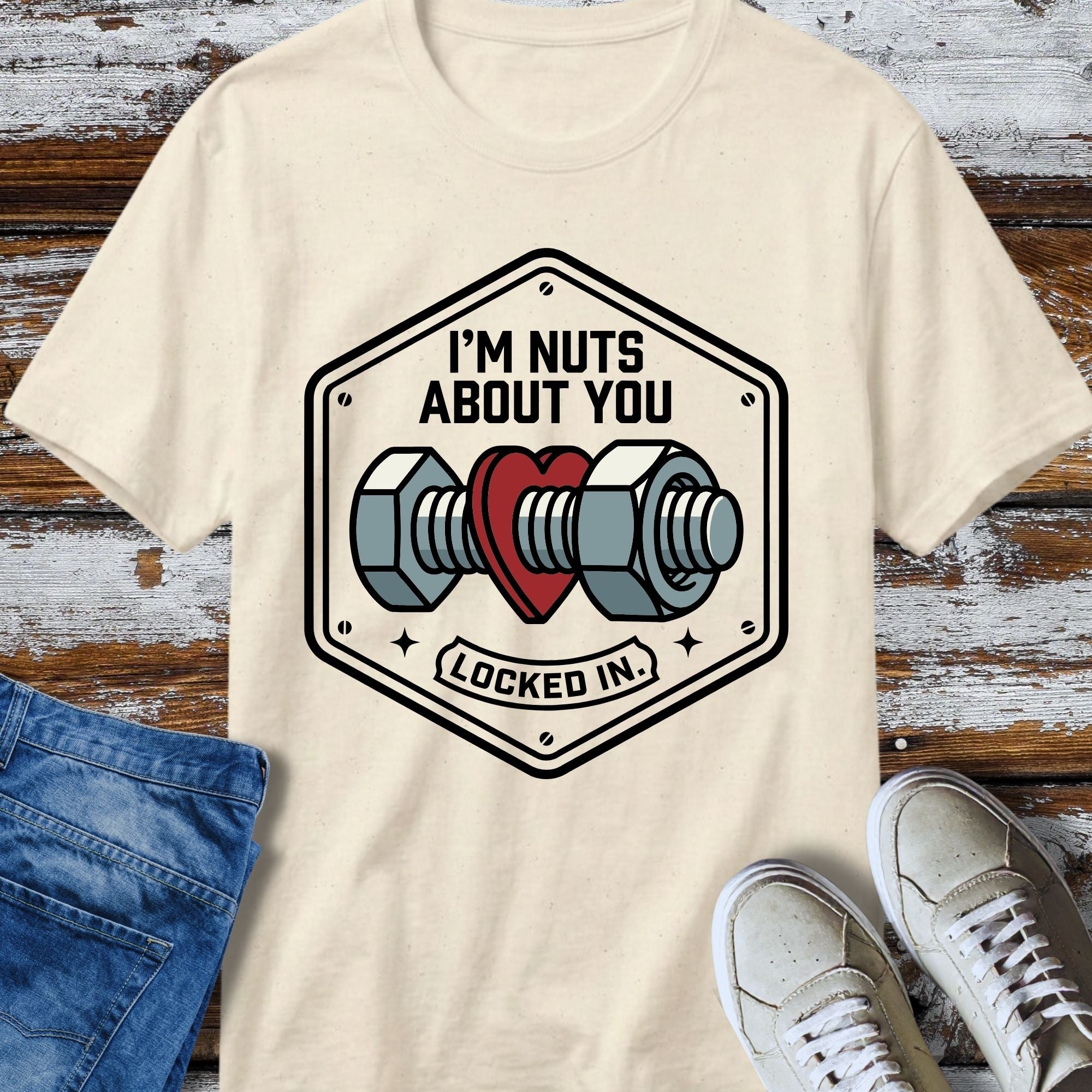 Im Nuts About You T-Shirt - flat lay mockup on white background