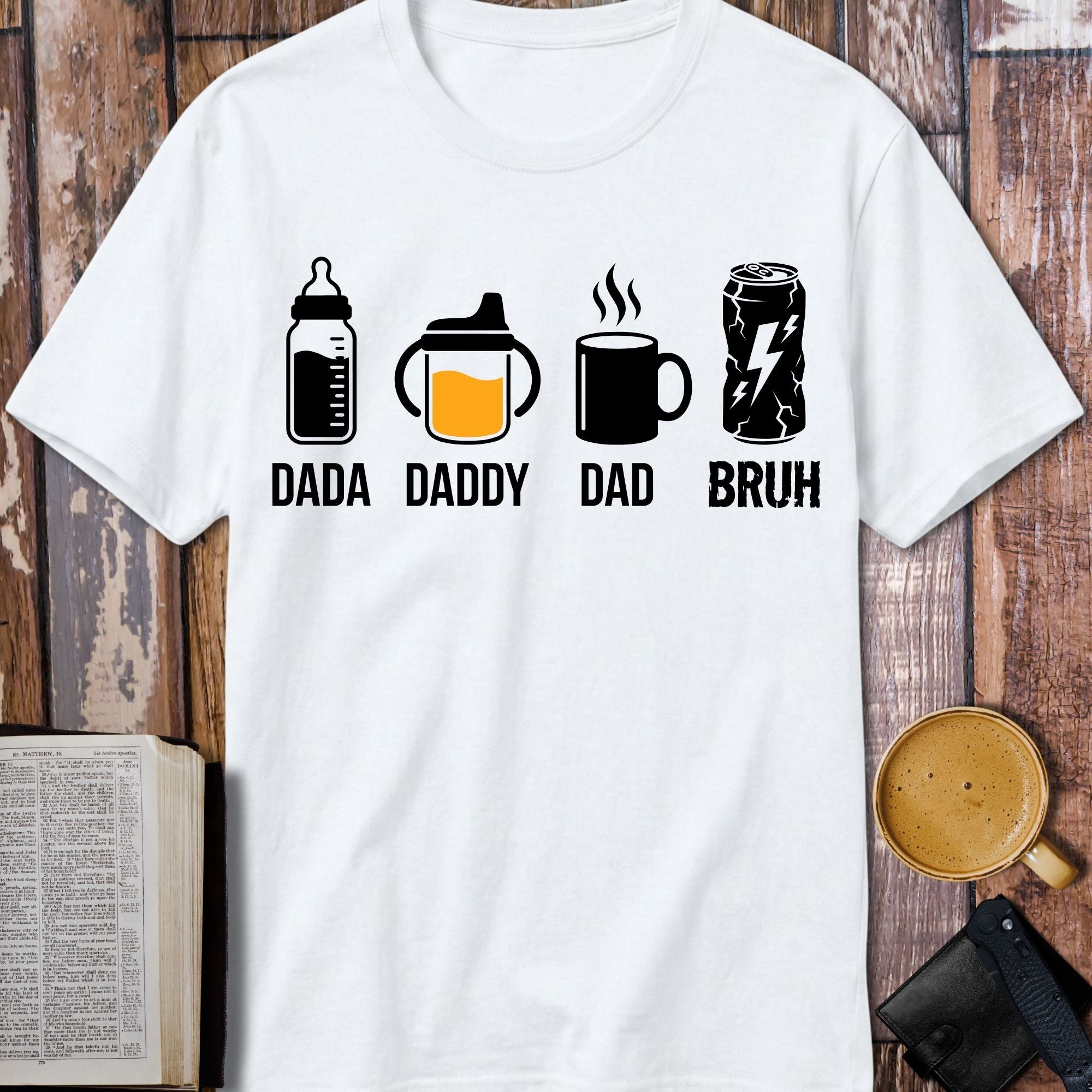Dad Life Evolution T-Shirt - front view funny graphic tee