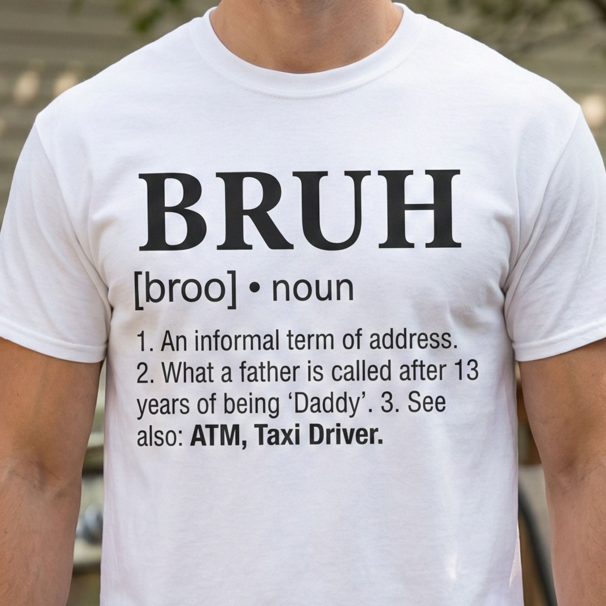 Bruh Definition T-Shirt - flat lay mockup on white background