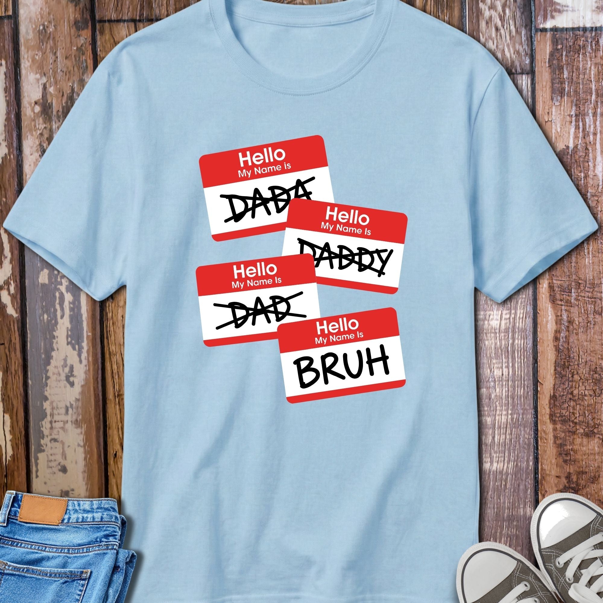 Dad Name Tag T-Shirt - detail shot graphic design