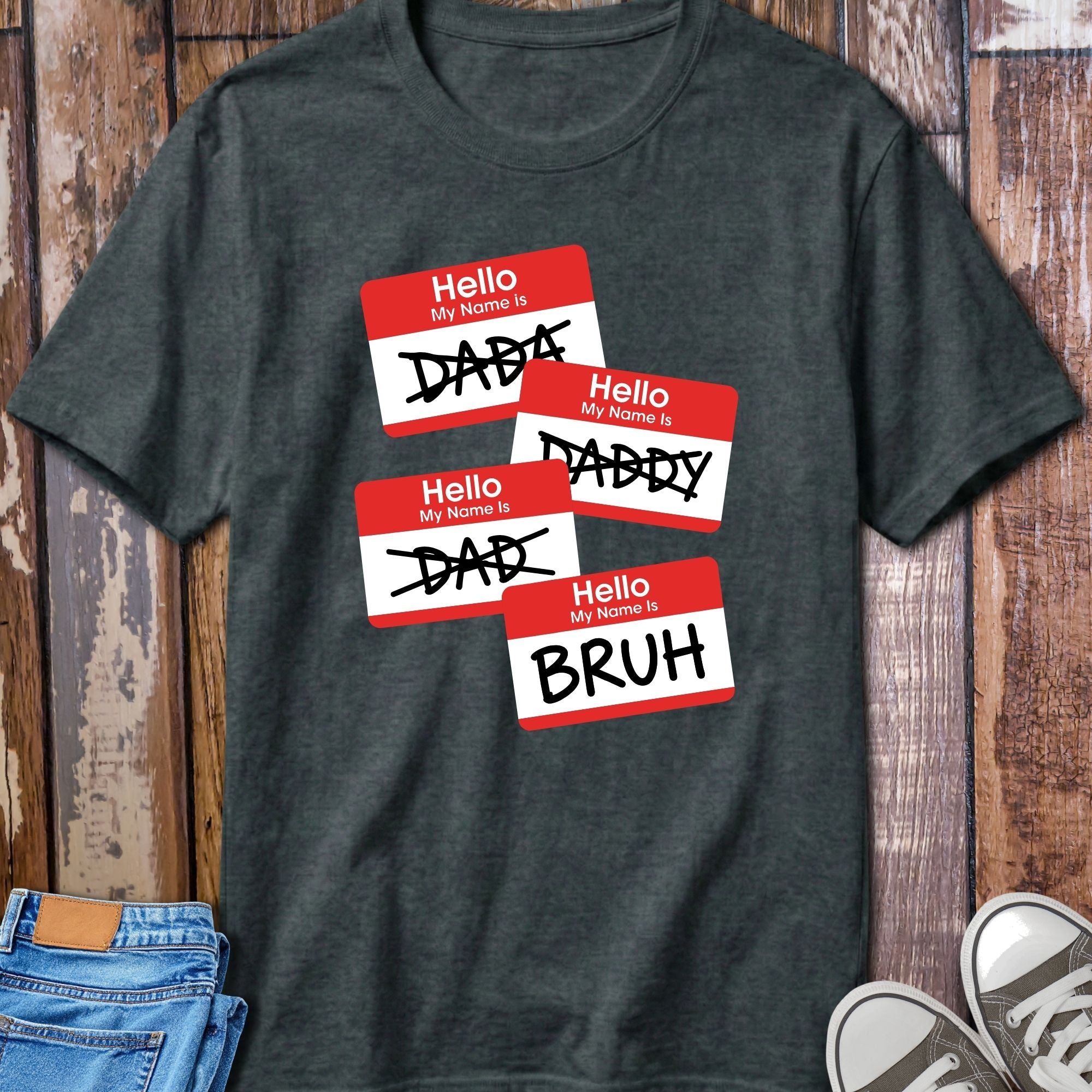 Dad Name Tag T-Shirt - colour variant view