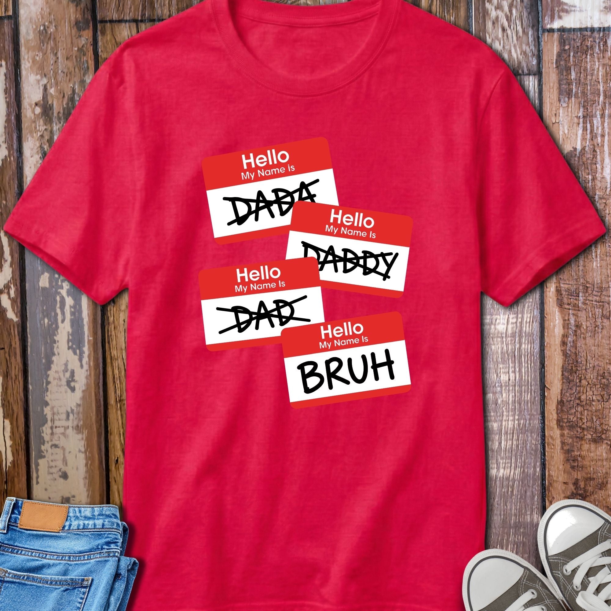 Dad Name Tag T-Shirt - product mockup view 12