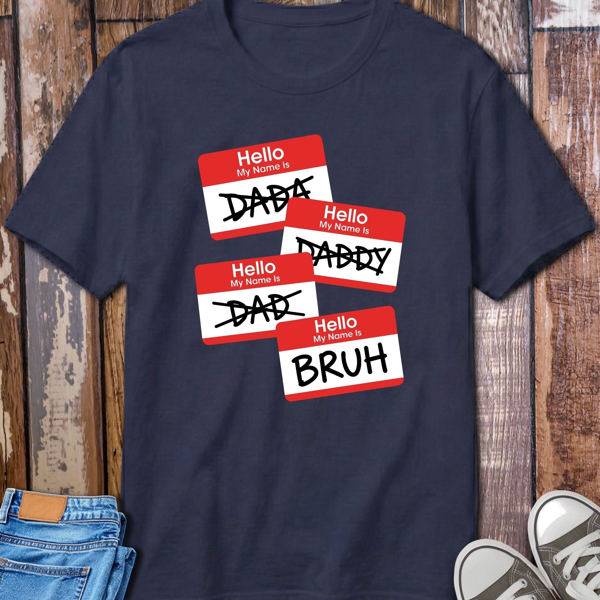 Dad Name Tag T-Shirt - product mockup view 10