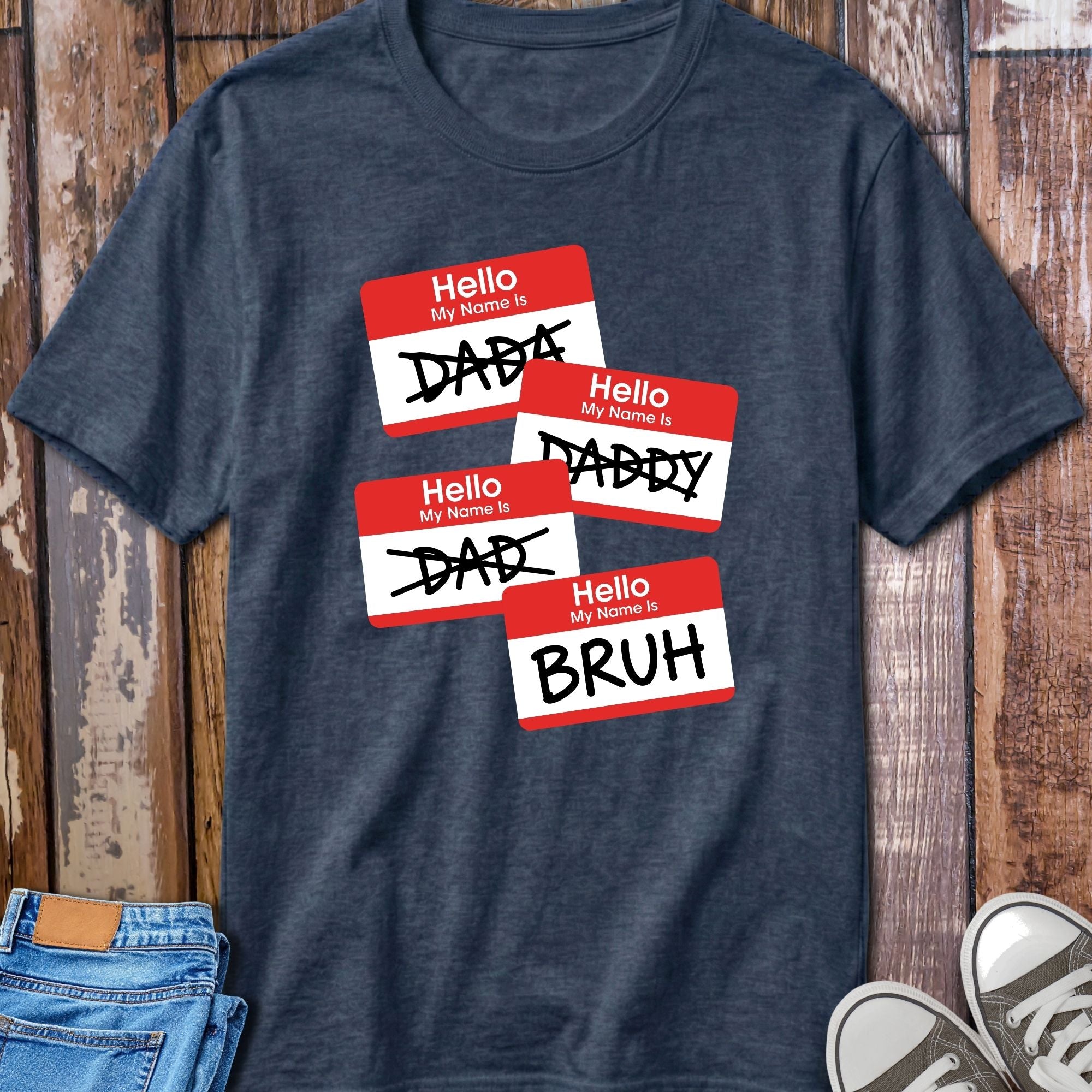 Dad Name Tag T-Shirt - product mockup view 11
