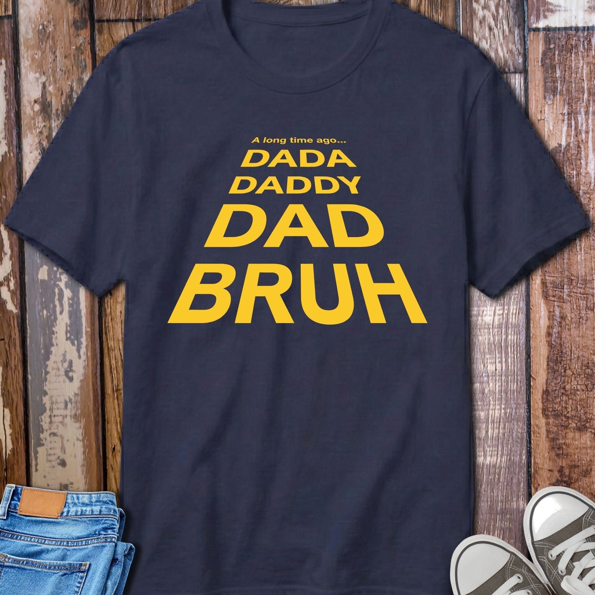 Dad Space Opera T-Shirt - flat lay mockup on white background