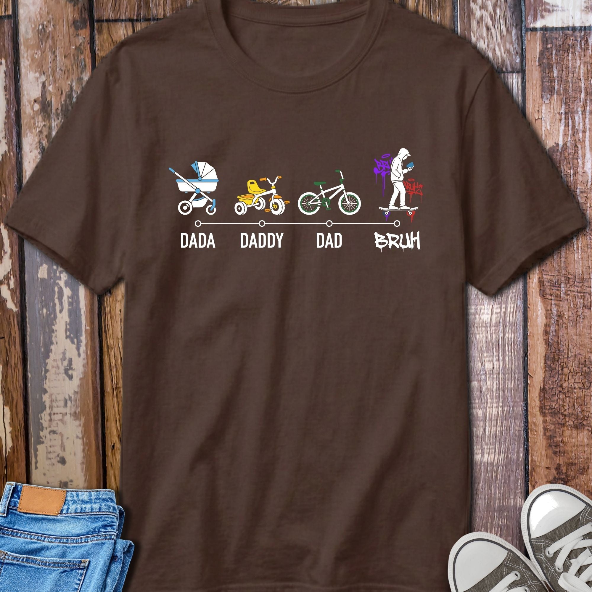 Dad Life Evolution T-Shirt - design detail closeup