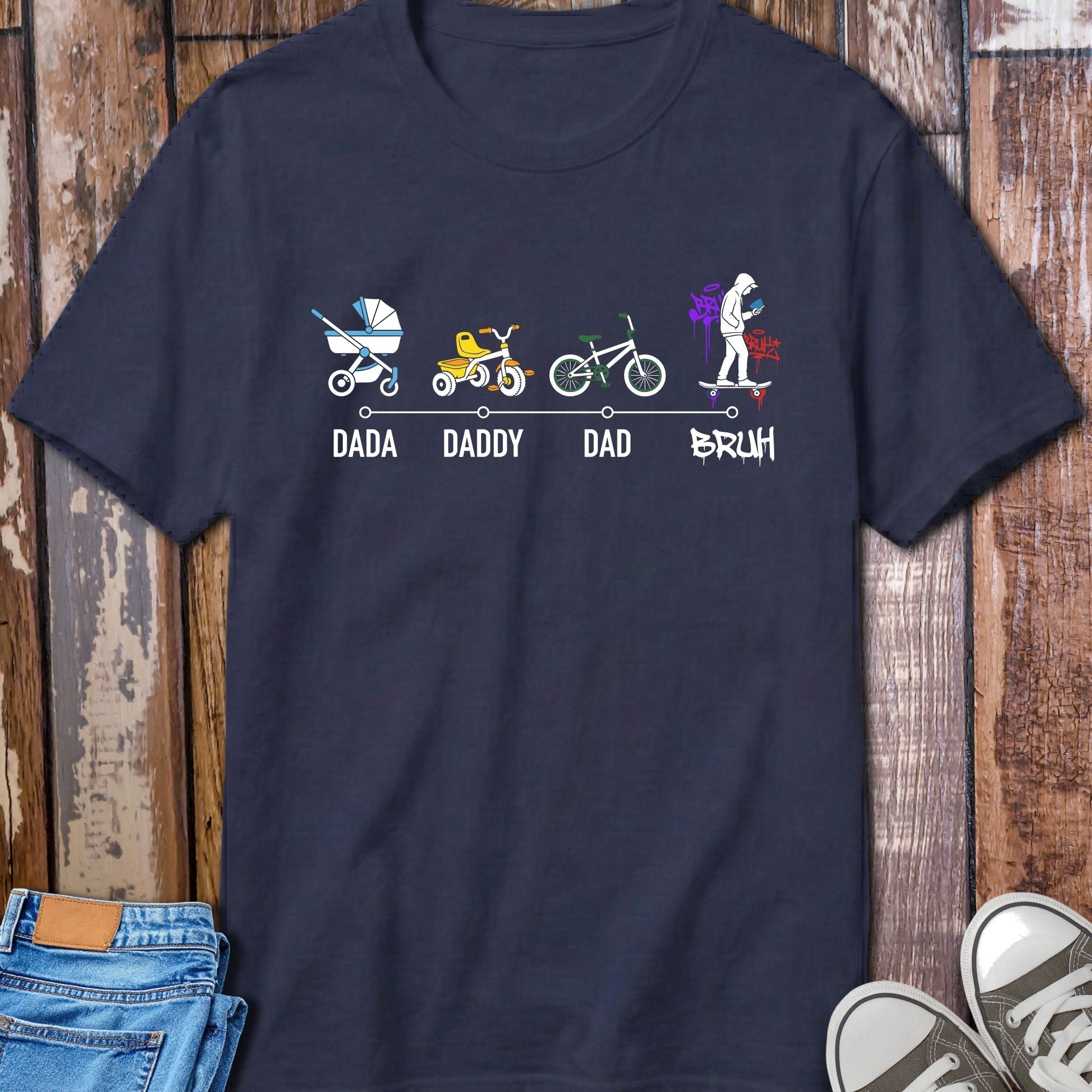 Dad Life Evolution T-Shirt - size and fit reference