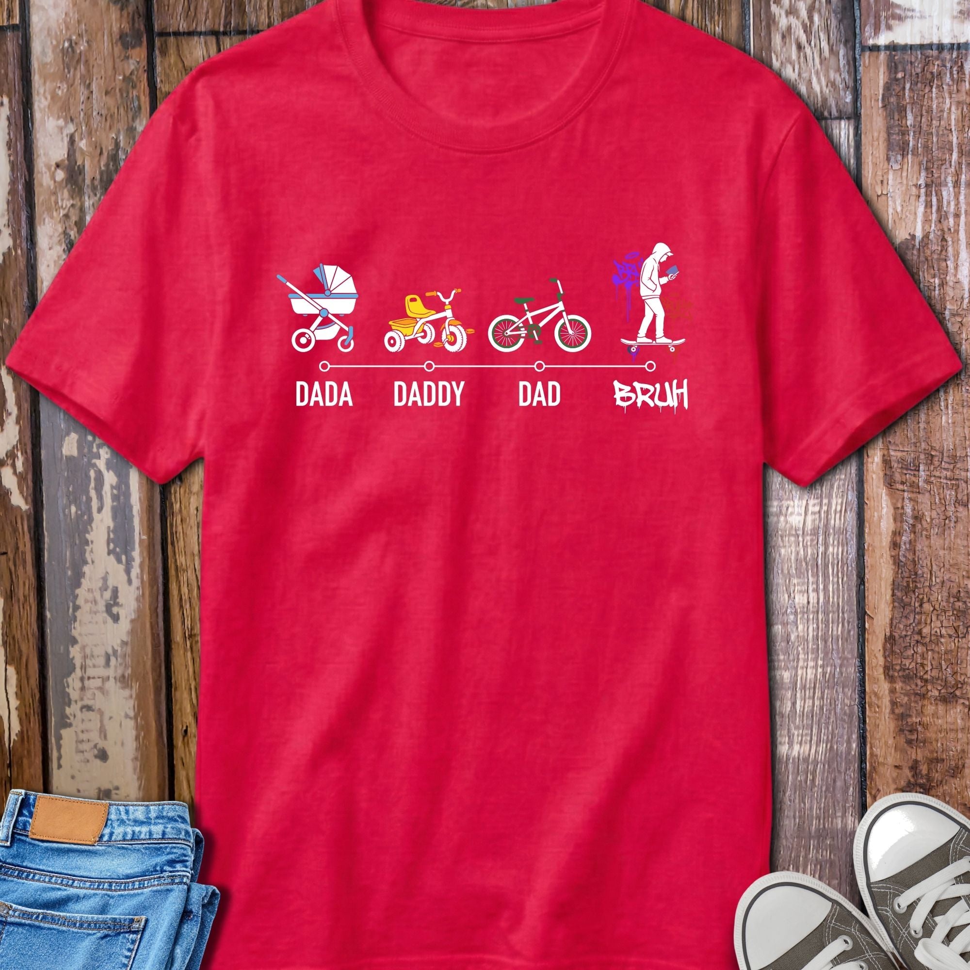 Dad Life Evolution T-Shirt - detail shot graphic design