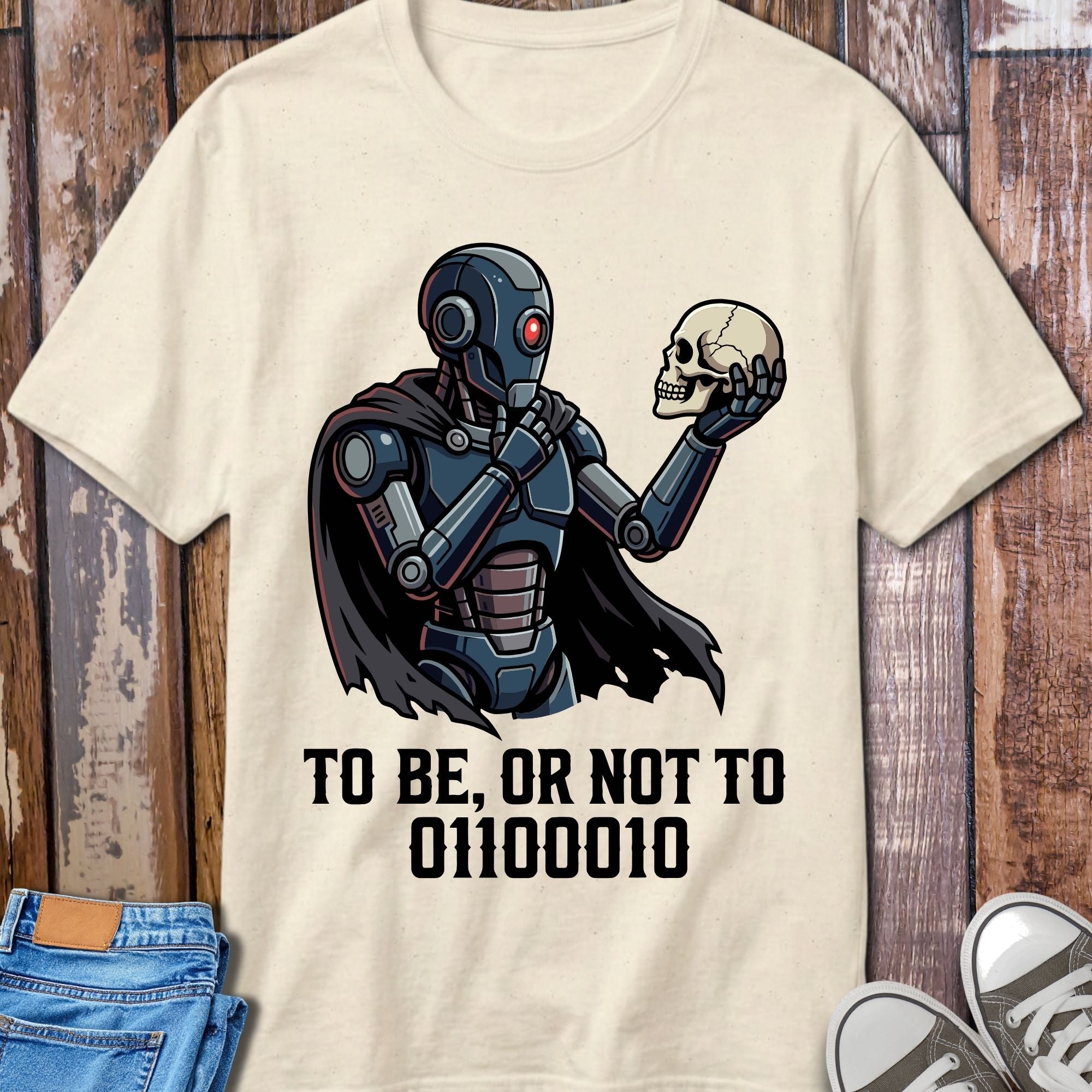 To Be Or Not To Binary T-Shirt - front view funny graphic tee