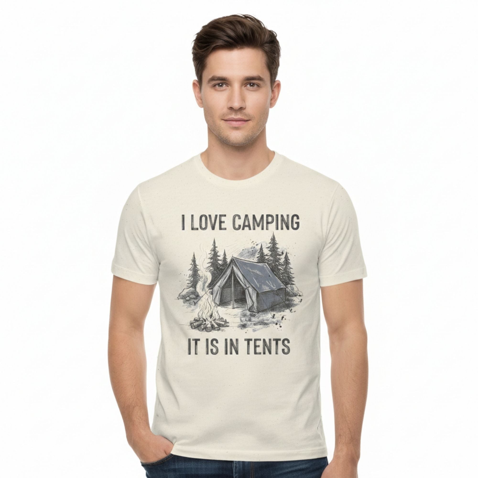 In Tents Camping T-Shirt - product mockup view 9