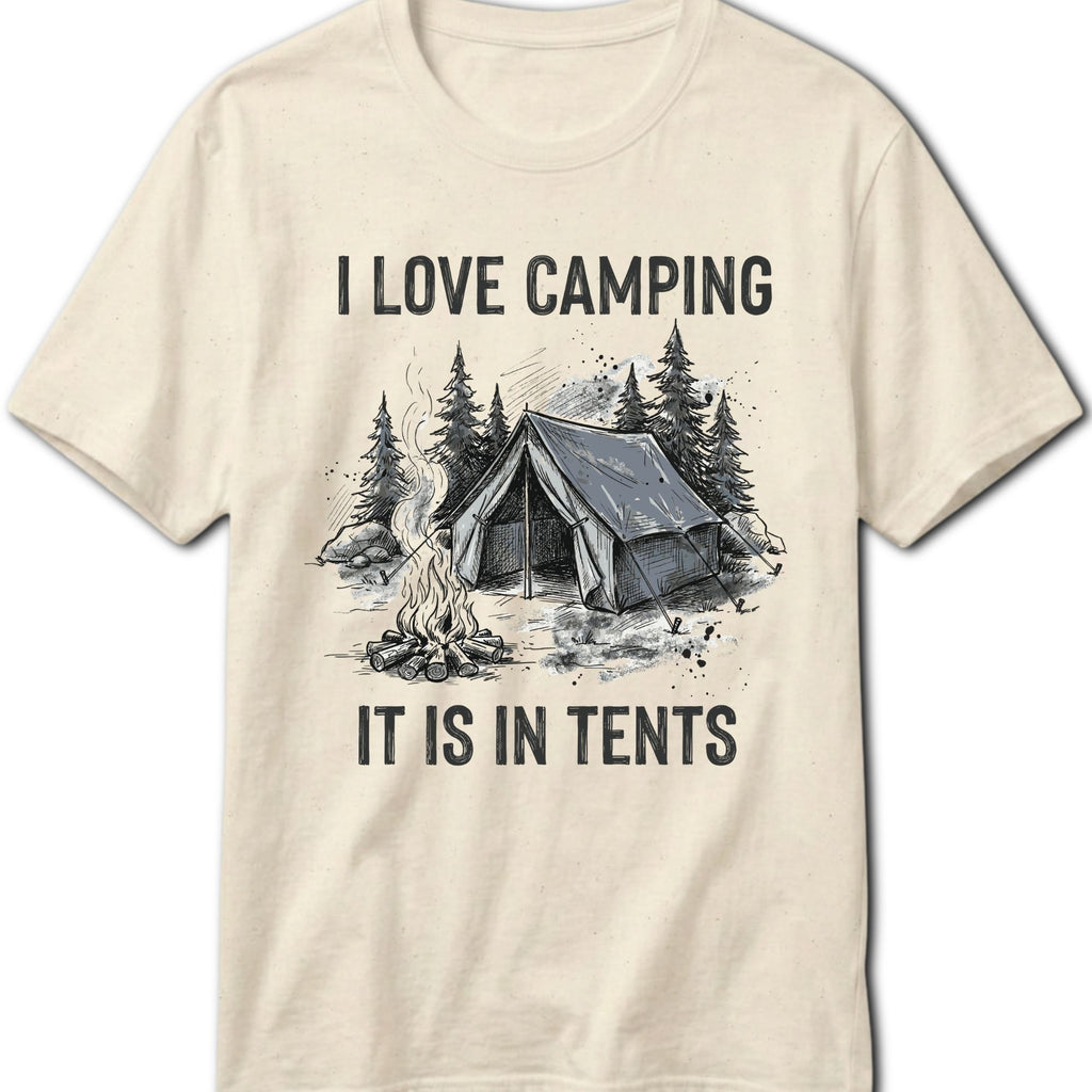 In Tents Camping T-Shirt - size and fit reference