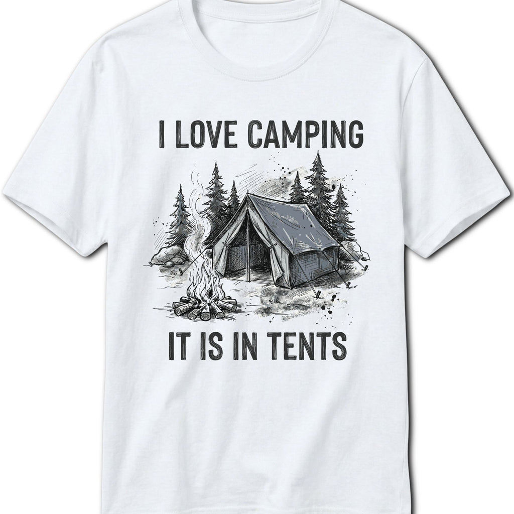 In Tents Camping T-Shirt - product mockup view 11
